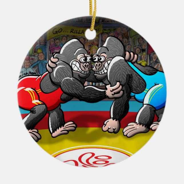 Wrestling-Gorillas Keramikornament (Vorne)