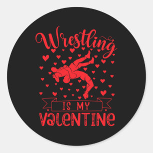 Wrestling ist mein Valentinin-Rotes Liebe Herzchen Runder Aufkleber