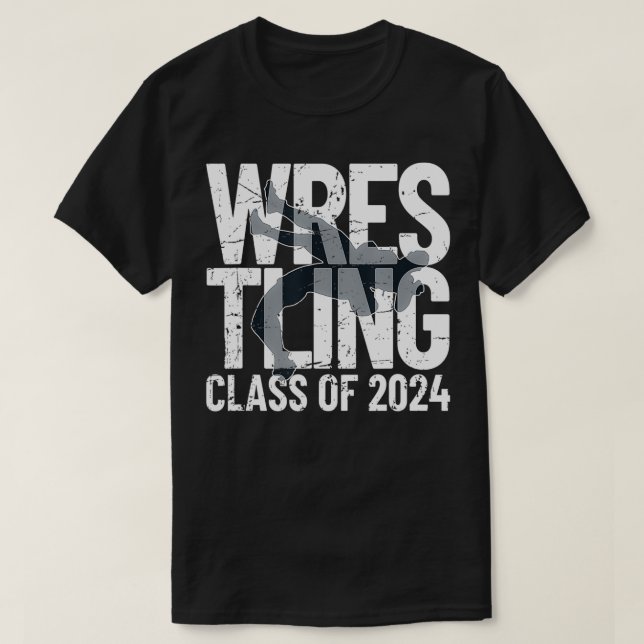 Wrestling-Klasse der Wrestler-Silhouette 2024 T-Shirt (Design vorne)