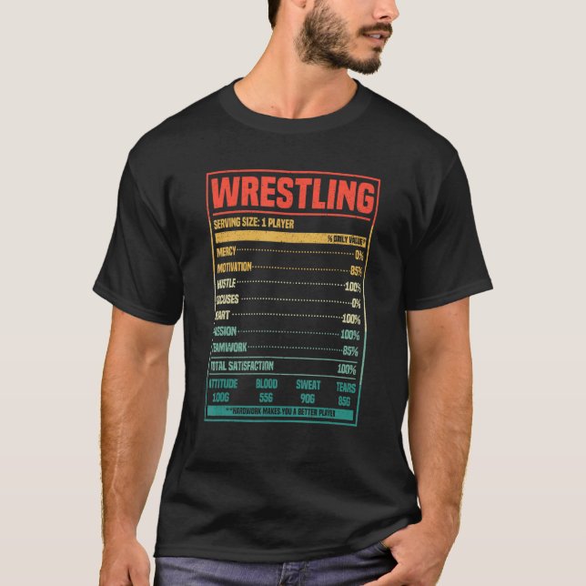 Wrestling Nutrition Facts Wrestler Fan Martial Ar T-Shirt (Vorderseite)