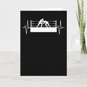 Wrestling Ring Wrestler Heartbeat Line Geschenk Karte