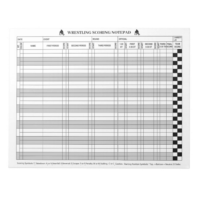 Wrestling-Score-Anzeigen Notizblock (Vorderseite)