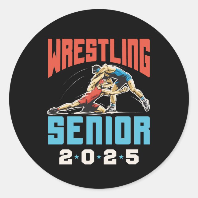 Wrestling Senior Class of 2025 Abschluss Runder Aufkleber (Vorderseite)