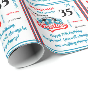 Wrestling Sentiment Name Age Birthday Geschenkpapier