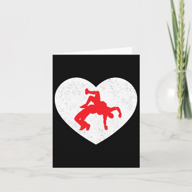 Wrestling Silhouette Valentine Herzform Karte (Vorderseite)