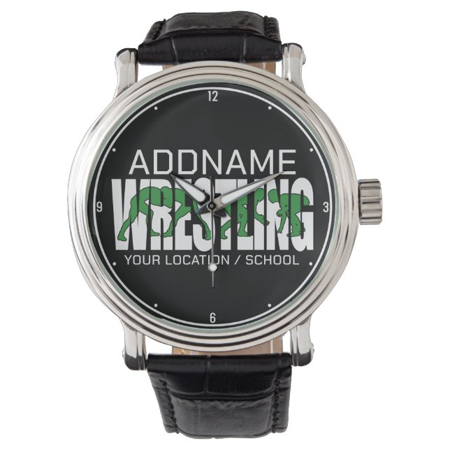 Wrestling Team ADD TEXT School Varsity Wrestler Armbanduhr (Vorderseite)