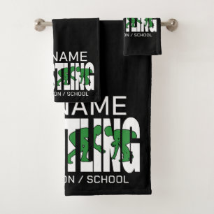 Wrestling Team ADD TEXT School Varsity Wrestler Badhandtuch Set