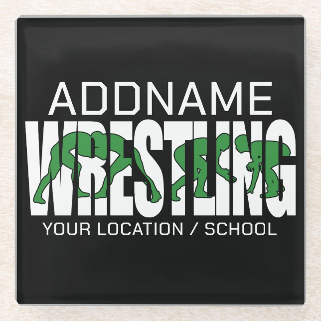 Wrestling Team ADD TEXT School Varsity Wrestler Glasuntersetzer (Vorderseite)
