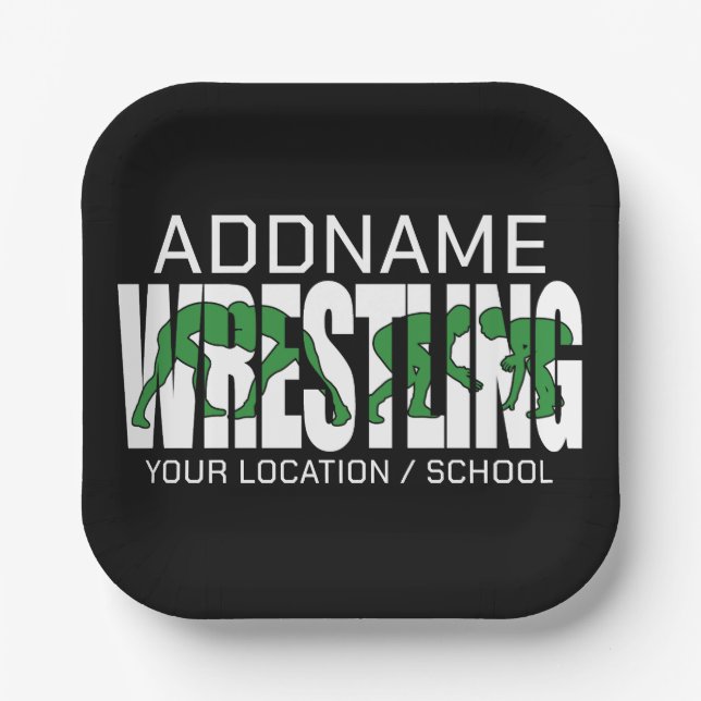 Wrestling Team ADD TEXT School Varsity Wrestler Pappteller (Vorderseite)