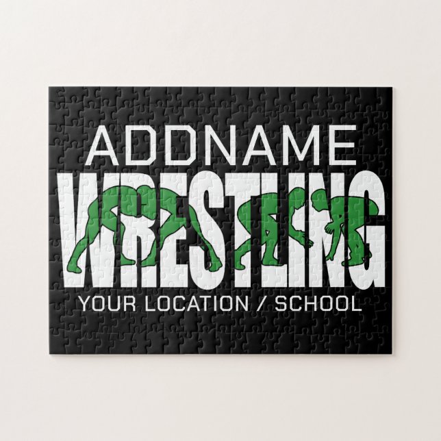 Wrestling Team ADD TEXT School Varsity Wrestler Puzzle (Horizontal)