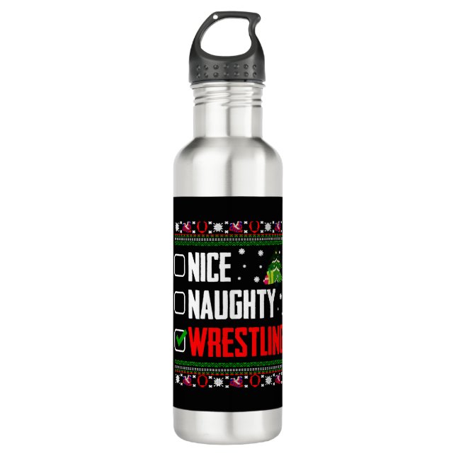 Wrestling Ugly Christmas Edelstahlflasche (Vorderseite)