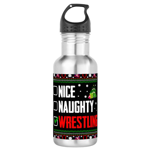 Wrestling Ugly Christmas Edelstahlflasche (Vorderseite)