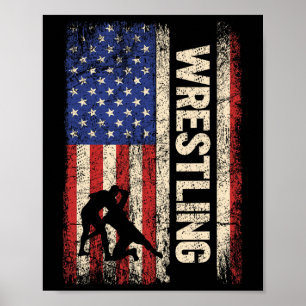 Wrestling Usa Amerikanisches Flaggen-Shirt Wrestle Poster