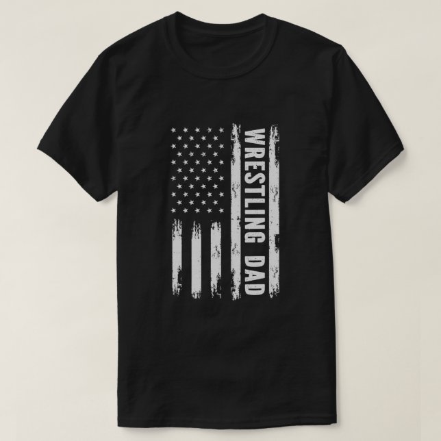 Wrestling Vater American Flag Wrestlers Grunge Ret T-Shirt (Design vorne)