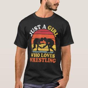 Wrestling Vintag Retro Nur ein Mädchen, das Lieben T-Shirt