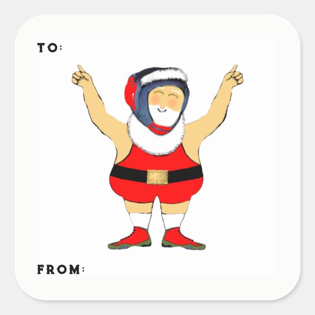 Wrestling Weihnachtsgeschenktags Quadratischer Aufkleber (Vorderseite)