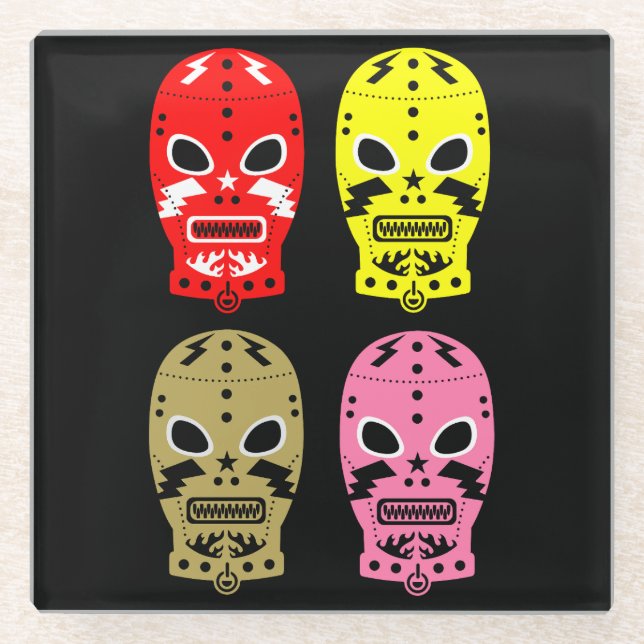 Wrestling-Wettkampfmasken Glasuntersetzer (Vorderseite)