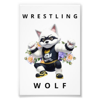Wrestling Wolf - Fierce Sports Nursery Art Fotodruck