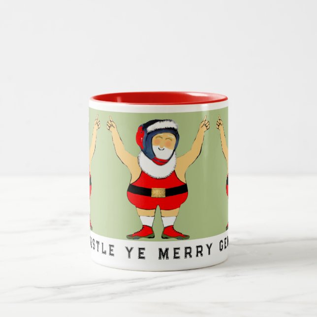 Wrestling Wrestler Christmas Collectin Zweifarbige Tasse (Mittel)