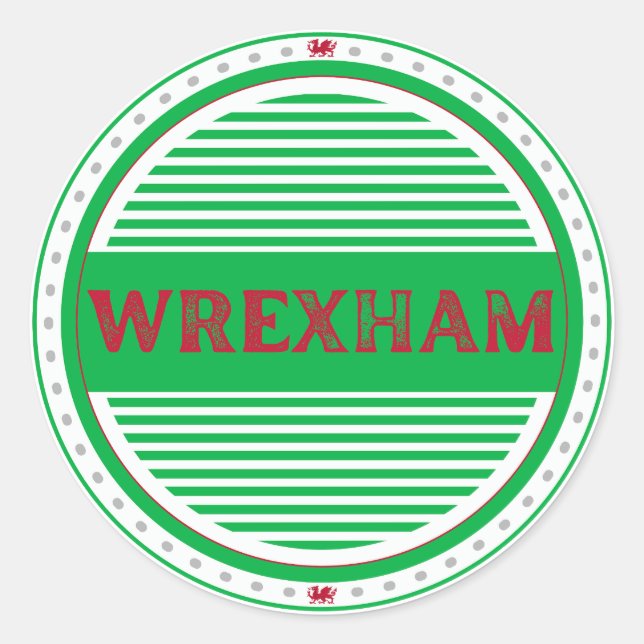 Wrexham City Pride Emblem – Walisische Identität Runder Aufkleber (Vorderseite)