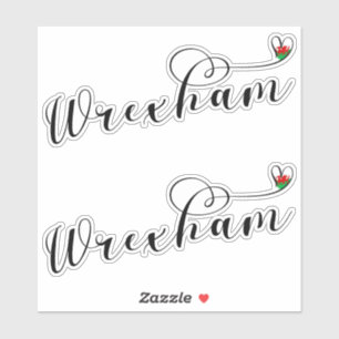 Wrexham Script Schriftart, walisische Flagge im He Aufkleber