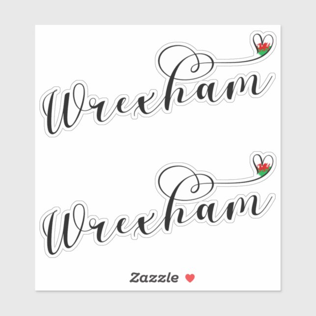 Wrexham Script Schriftart, walisische Flagge im He Aufkleber (Blatt)