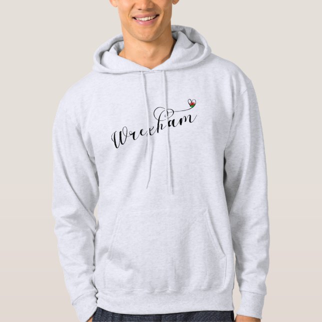 Wrexham Script Schriftart, walisische Flagge im He Hoodie (Vorderseite)