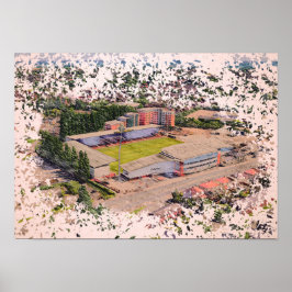 Wrexham-Stadion-Architektur Aquarell-Kunst Poster