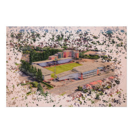 Wrexham-Stadion-Architektur-Aquarell-Kunst Poster