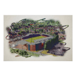 Wrexham-Stadion-Architektur-Aquarell-Kunst Poster