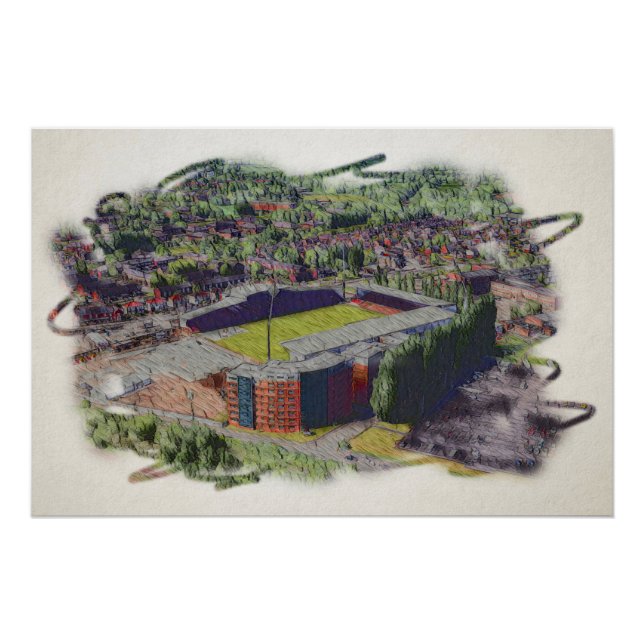 Wrexham-Stadion-Architektur-Aquarell-Kunst Poster (Vorderseite)