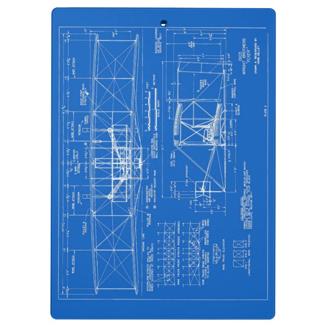 Wright Bros. "Flyer"-Bauplan 1903 Klemmbrett (Rückseite)