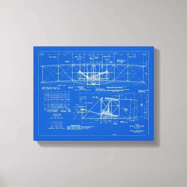 Wright Bros. "Flyer" Blueprint 1903 Leinwanddruck (Vorderseite)