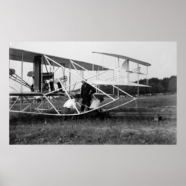 Wright Brothers Biplane on Launch Track 1909 Poster (Vorne)