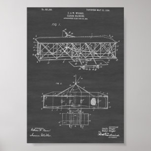 Wright Brothers Flugzeugpatent - Chalkboard Poster
