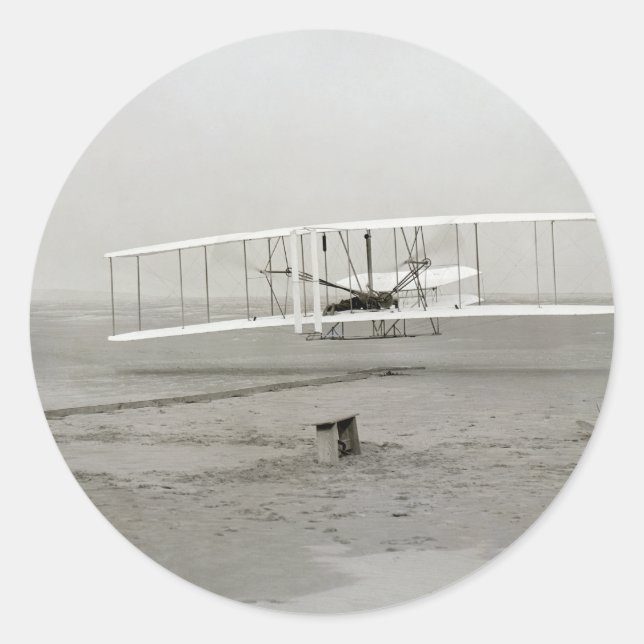 Wright Brothers Flyer First Flugzeug Flight Aviati Runder Aufkleber (Vorderseite)