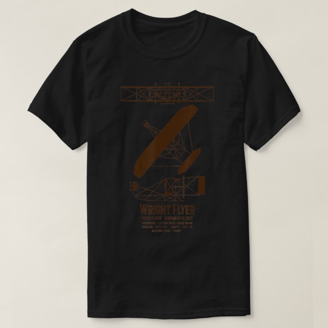 Wright Brothers Flyer First Flugzeug Infografik T-Shirt (Design vorne)