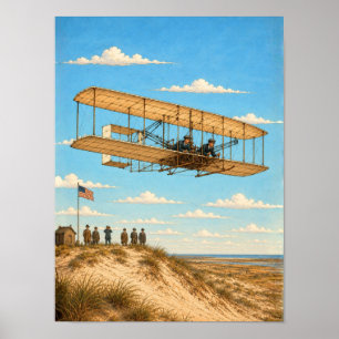 Wright Brothers Flyer über Kitty Hawk Poster
