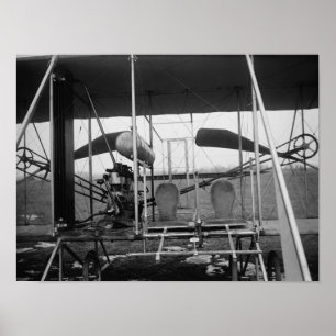 Wright-Bruder-Flugzeug mit Piloten und Poster