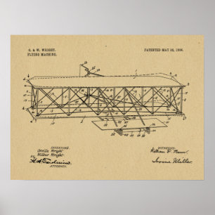Wright-Bruder-Flugzeug-Patent 1906, das Druck Poster