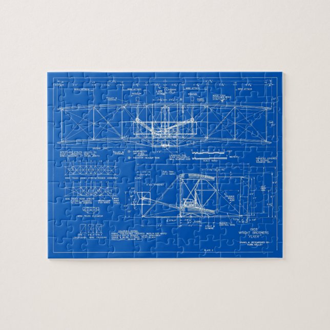 Wright-Brüder "Flyer"-Blaupause 1903 Puzzle (Horizontal)