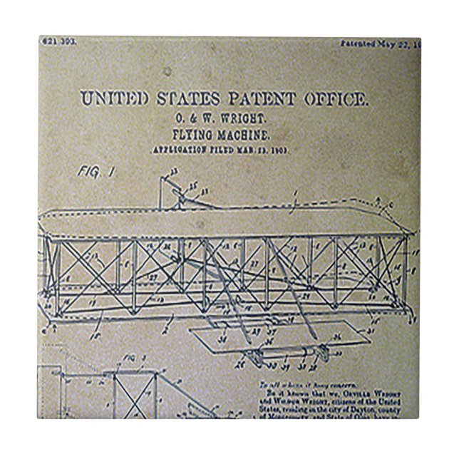 Wright-Bruder-Patent-Entwurf Fliese (Vorderseite)
