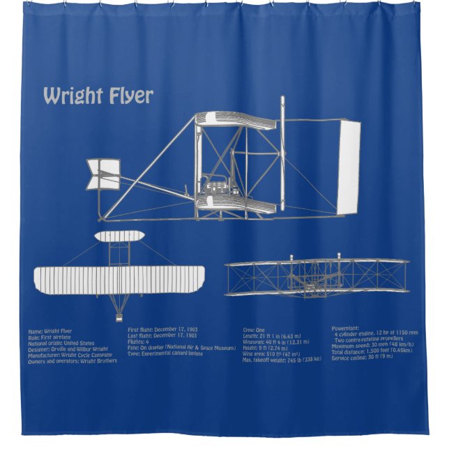 Wright Flyer - Flugzeugkonzept Zeichnend Pläne ABD Duschvorhang (Vorderseite)