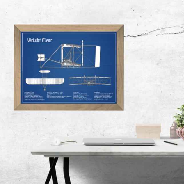 Wright Flyer - Flugzeugkonzept Zeichnend Pläne ABD Fotodruck (Von Creator hochgeladen)