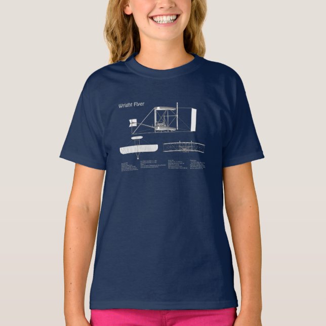 Wright Flyer - Flugzeugkonzept Zeichnend Pläne ABD T-Shirt (Vorderseite)