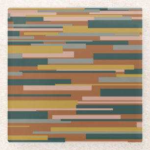 Wright Midjahrhundert Modernes geometrisches Muste Glasuntersetzer