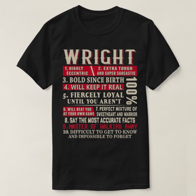 Wright Name Gift Wright Wright Nachname  T-Shirt (Design vorne)