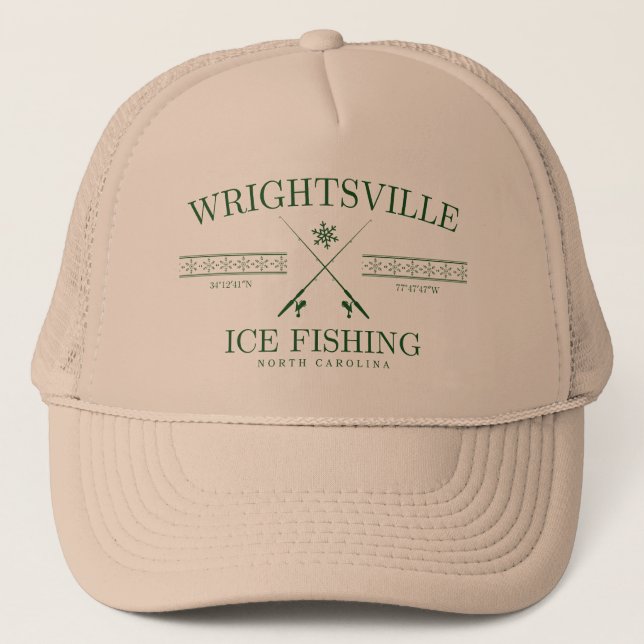 Wrightsville Beach Ice Fischen, North Carolina Truckerkappe (Vorderseite)