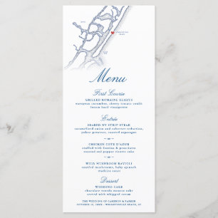 Wrightsville Beach Map Elegant Navy Blue Wedding Menükarte