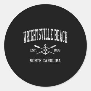 Wrightsville Beach Nc Vintag Crossed Oars &amp; B Runder Aufkleber